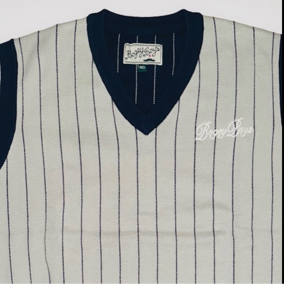 Bogey Boys by Macklemore Pin Stripe Sleeveless Sweater Vest, Grey, Size L, NWT - Picture 4 of 11